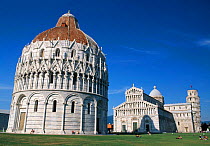 The Baptistry, the Duomo and Leaning Tower of Pisa, Pisa, Tuscany, Italy