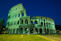 The Colosseum floodlit at night, Rome, Italy