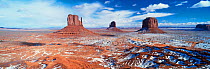 Panoramic view of The Mittens in winter, Monument Valley Navajo Tribal Park, Arizona, USA
