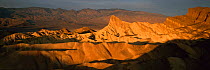 Panoramic view of Zabriskie Point at sunrise, Death Valley NP, California, USA
