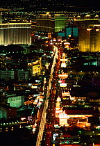 Hotels and Casinos on 'The Strip' at night , Las Vegas, Nevada, USA