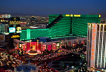 MGM Hotel and Casinos on 'The Strip' at night, Las Vegas, Nevada, USA