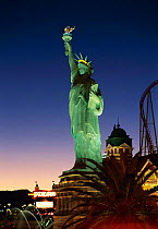Statue of Liberty copy on the The Strip at night, Las Vegas, Nevada, USA