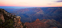Panoramic view of the Grand Canyon from South rim at dusk, Arizona, USA