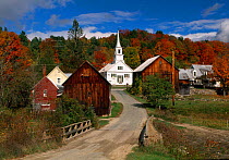 Barns and Church in Waits River, Vermont, USA