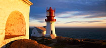 Panoramic view of Lindesnes Fyr Lighthouse, most Southern point, South Coast, Norway