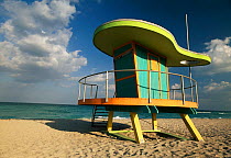Art deco Lifeguard lookout, South Beach, Miami, Florida, USA