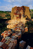 Bricks made from alluvial top soil deposits washed into river by rains, Ruhengeri, Rwanda
