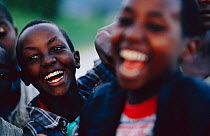 Rwandan children laughing, Kinigi, Parc des Volcans NP, Rwanda