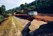 Landslide damage after heavy rains to main road, Ruhengeri, Rwanda