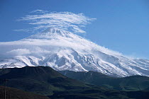 Clouds forming over Mt Damavand capped in snow, Iran, 1998