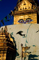 Swayambhunath stupa detail, Kathmandu, Nepal.