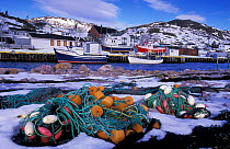 Fishing boats and nets, Petty harbour, Newfoundland, Canada