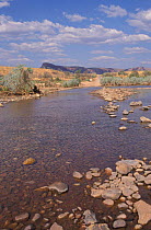 Gibb river road at Pentecost river crossing, Cockburn ranges in background, Western Australia