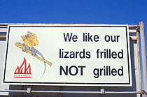 Bush fire warning sign on Victoria highway, Northern Territory, Australia