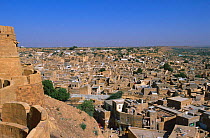Jaisalmer city viewed from fort ramparts, Rajasthan, India