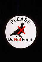 'Do not feed pigeons' sign in London, UK
