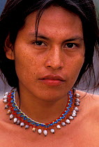 Machiguenga indian portrait Lower Urubamba river, Amazonia, Peru