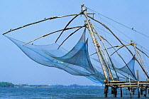 Chinese cantilever fishing nets Cochin, Kerala, India