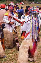 Traditional musicians in traditional clothing, Intiraymi festival, Cayambe, Ecuador
