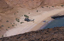 French army arriving by helicopter on Seven Brothers Is, Djibouti, East Africa