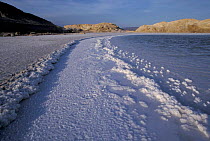 Lac Assal, crystallised salt on shoreline, 150m below sea level. Djibouti, East Africa. sea water