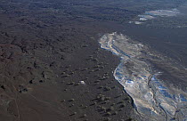 Aerial view of Djibouti with crystalline salt deposits. Sea water seeps through and evaporates. East Africa