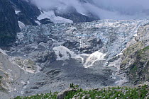 Glacier in mist, Mont Blanc, Alps, Italy
