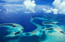Aerial view of outlying islands, Central Province, Solomon islands, Melanesia