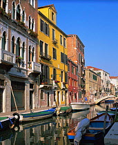 Houses beside the Rio di San Barnaba canal, Venice, Italy