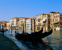 The Grand canal with gondolas in foreground, Venice, Italy