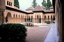 Courtyard in The Palace of the Lions, The Alhambra, Granada, Spain
