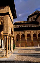 Courtyard in The Palace of the Lions, The Alhambra, Granada, Spain