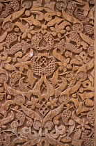 Stone carving of wall decoration, Nasrid palace, The Alhambra, Granada, Spain