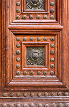 Detail in entrance door of Charles V Palace, The Alhambra, Granada, Spain