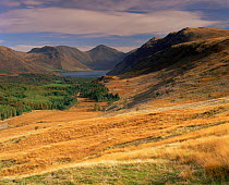 View towards Wastwater, Wasdale Head and Great Gable, Lake District National Park, Cumbria, UK.