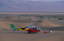 Helicopter picnic, Suguta valley, Kenya, East-Africa.