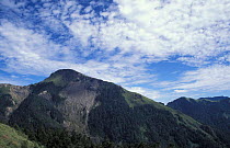 Scree covered slopes of Mount Hohuan east peak, Taiwan
