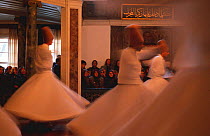 Whirling dervishes in Galata Mevlevihansi, Istanbul, Turkey.