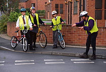 Children at Cycling Proficiency class, Leeds, Yorkshire