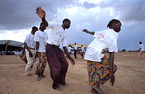 Traditinal dancing at giraffe  cup football final in aid of Niger's giraffe sub-species.