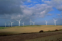 Wind farm near Newquay, Cornwall, with power generators