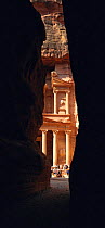 Looking through Siq to Al Khazneh - The Treasury, Petra, Jordan