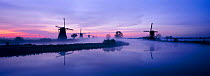Windmills at dawn, Kinderdijk, South Holland, The Netherlands