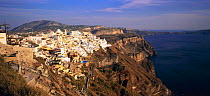 Looking towards main town of Fira on Santorini / Thira, The Cyclades, Greece