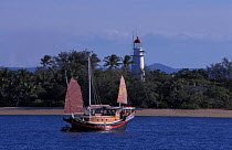 Low Isles Island with tourist junk, Port Douglas, Queensland, Australia