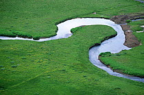 Meander in river before ox-bow lake forms, Iceland
