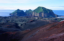 Barren volcanic lower slopes of Eldfell volcano, Heimaey, Westman islands, Iceland