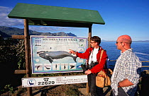 Information sign for watching Southern right whales, Western Cape, South Africa