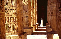 Stone columns of Medinat Habu temple (Ramses III), Luxor, Egypt